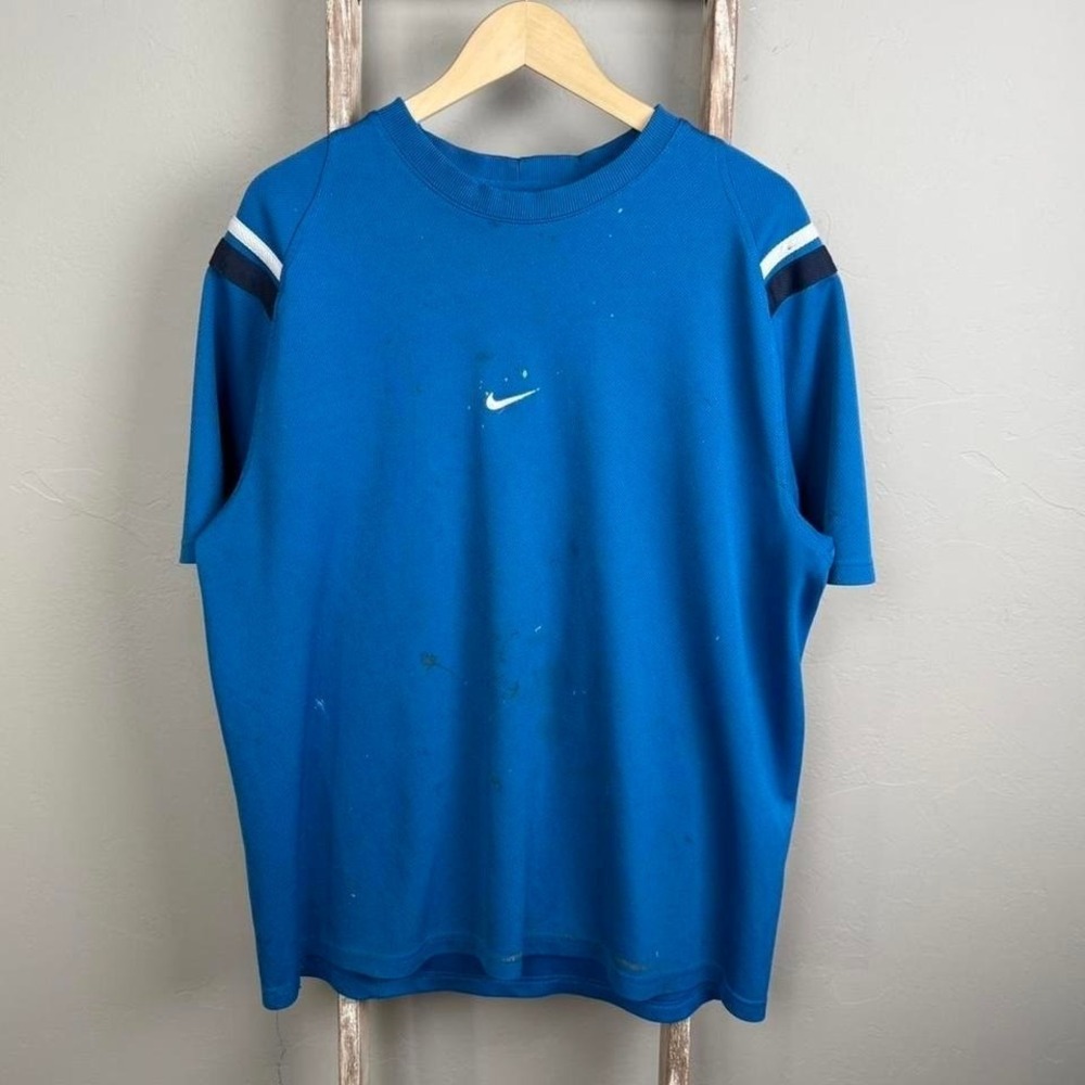 Vintage Y2K/2000s Nike Paint Splatter Blue Jersey Size 2XL